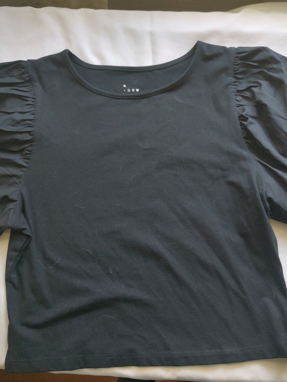 a new day Black Puff-Sleeve Crop Tee